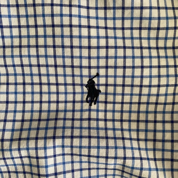 Ralph Lauren Natural Stretch LS Shirt, Blue Checked, Boys Size M 10/12 - Picture 2 of 7